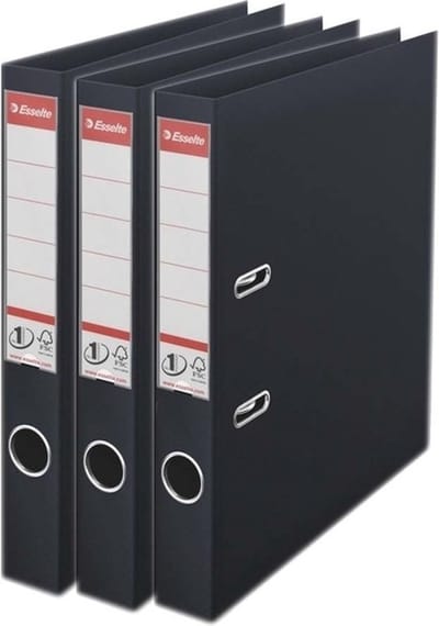 Esselte Ringband mappen/ordners - 3x - zwart - A4 - opbergen - kantoorartikelen