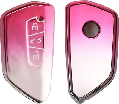 kwmobile autosleutel hoesje geschikt voor VW Golf 8 3-knops autosleutel hoes - TPU autosleutel behuizing - Beschermende auto sleutel case - Sleuteletui in mat poederroze / zilver