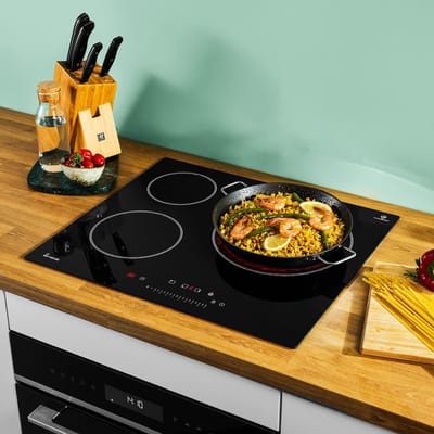 Keramische Kookplaat - Inductie Kookplaat Glaskeramiek - Veelzijdig Koken - Drievoudige Wok Zone - 59 cm - Zwart