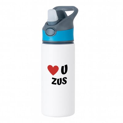Hacebo® - love u zus waterfles met rietje blauw - Zus - de liefste zus - verjaardag - cadeautje voor zus - zus artikelen - kado - geschenk - water fles - 650ML