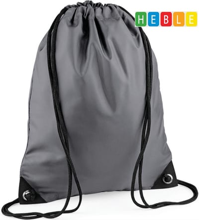 *** Gymtas Met Rijgkoord 12 Liter - Antraciet - Zwemtasje - van Heble® ***