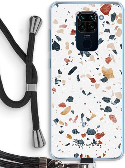 Case Company® - Hoesje met koord geschikt voor Xiaomi Redmi Note 9 hoesje met Koord - Terrazzo N°4 - Telefoonhoesje met Zwart Koord - Bescherming aan alle Kanten en Over de Schermrand