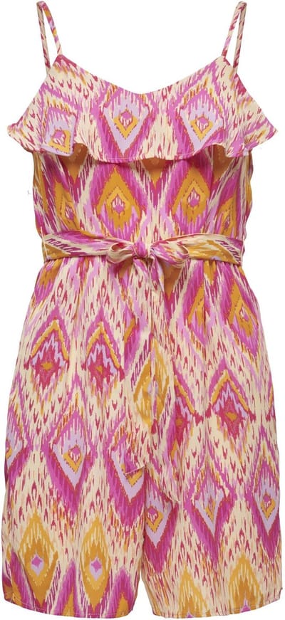 ONLY KOGSCARLETT S/L PLAYSUIT PTM Meisjes Jumpsuit - Raspberry RoseAOP:418 Diamond Ikat - Maat 122