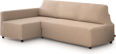 Belmarti® Bankhoes Bali Chaise Longue Links 195-220cm breed - Linnen - geschikt voor banken zonder armleuningen - multi-elastische kwaliteit met uitzonderlijk aanpassingsvermogen