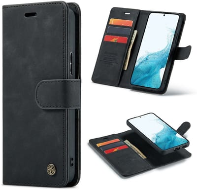 Casemania Hoesje Geschikt voor Samsung Galaxy S25 FE - Charcoal Gray - 2 in 1 Magnetisch Afneembare Book Case - Portemonnee Telefoonhoesje met Pasjeshouder