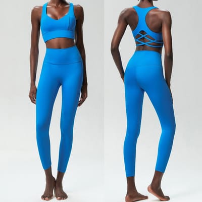 Dames Tweedelige Yoga Set Effen Kleur Boterzacht Gympak Ademend Sneldrogend Hardlopen Sportkleding Vrouwelijke Workout Kleding S