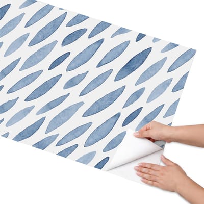 Coloray Meubel Wrap Folie - Blauw Meubelfolie - 65x130 cm - Meubel Wrap Folie Artistieke penseelstreken - Plakfolie Meubels - Minimalist Meubelfolie - Decoratiefolie Zelfklevend - Slaapkamer decoratie - Achtergronden en patronen