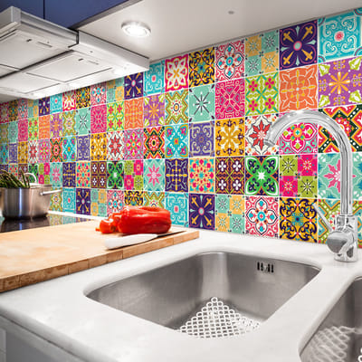 Muurstickers - Zelfklevende tegelmuurstickers voor keuken en badkamer - 60 Cortona tegelstickers - 60 stickers 20x20cm