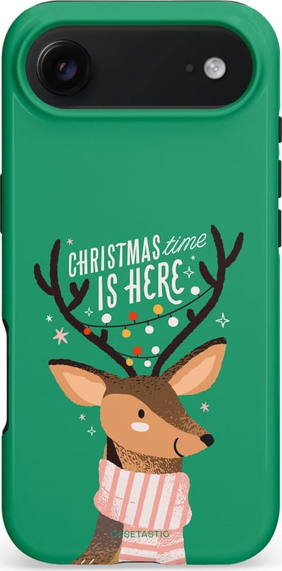 Casetastic hoesje geschikt voor Apple iPhone Air - MagSafe - Dubbellaagse bescherming - Rudolf het Rendier op het groen - Fashion Case - Turquoise Perzik Donkergroen
