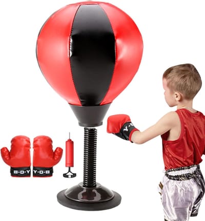 Bureaubokszak Opblaasbaar - Stressbal Kantoor - Stress Verlichten - Sterke Zuignap - 25 cm - Uniek