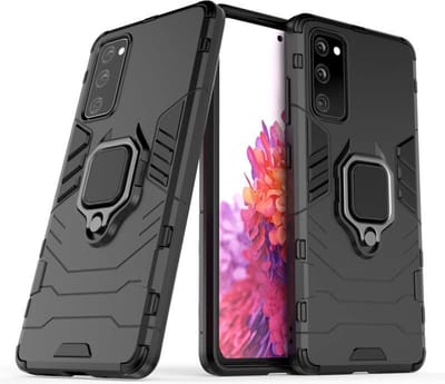 MobyDefend Hoesje - Geschikt voor Samsung Galaxy S20 FE - Dubbelgelaagde Pantsercase Met Standaard - Zwart