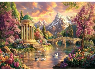 Yunlus Legpuzzels voor volwassenen, 1000 stukjes, onmogelijk, moeilijk, moeilijk, uitdagende puzzels voor volwassenen, 1000 stuks, vreedzame betoverende tuin, puzzel 1000 stukjes, 71 x 50 cm