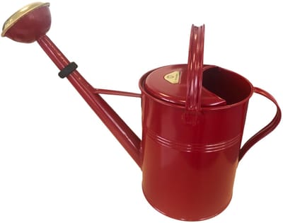 Dutchlander Metalen Gieter 9 Liter – Thermisch Verzinkt – Messing Broes – Robijnrood – Engelse Stijl