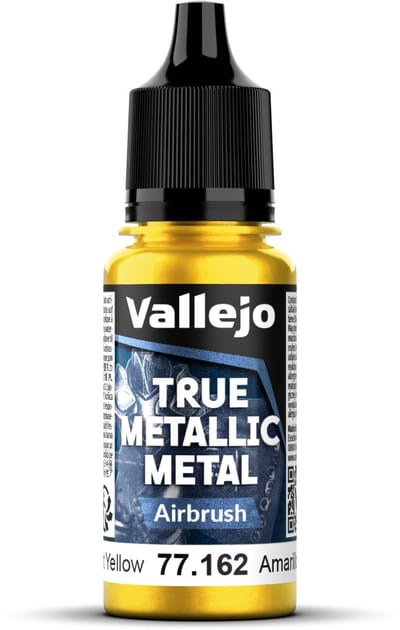 Vallejo Hobbyverf Acrylverf - 77162 True Metallic Metal - Airbrush - Stralend Geel - Acryl - Verf flesje - 1x 18 ml