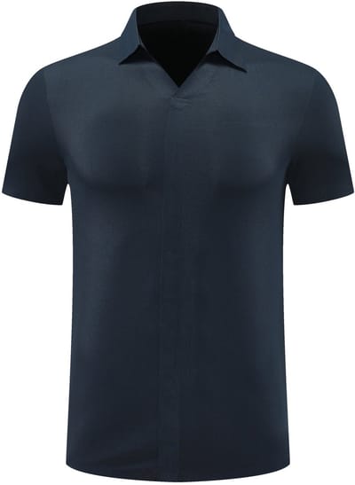ALLTHEMEN Heren Wafelstructuur Polo V-Hals Korte Mouw - M