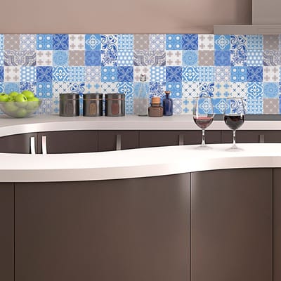 Zelfklevende tegelmuurstickers voor keuken en badkamer - 16 tegelstickers met antieke barokke ornamenten - 16 stickers 10x10cm