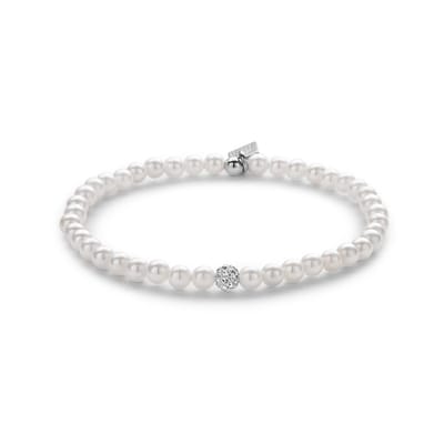 Twice As Nice Armband in zilver, parels en kristallen bolletje Adjustable