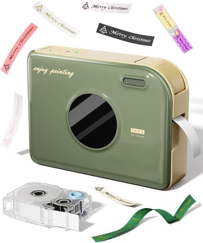 KZQ Phomemo A30 draagbare labelprinter - Bluetooth mini-labelprinter - Inclusief 1 rol witte labels van 15 mm met zwarte letters - Geschikt voor cadeauverpakkingen en naamkaartjes van textiel - Geschikt voor binnen- en buitengebruik