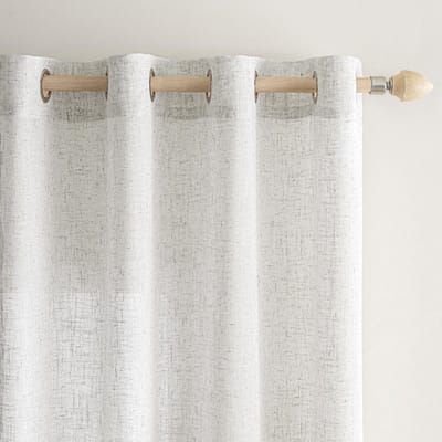 Dailygoods- Gordijnen 140 x 200 cm - Set van 2 stuks - Linnenlook - Semi-transparant - Oogjes - Duurzaam en kreukvrij - Raamdecoratie