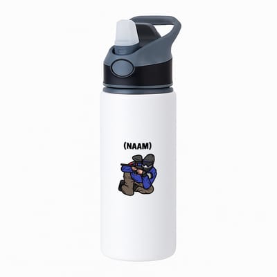Hacebo® - Paintball met eigen naam waterfles met rietje zwart - Sport - Paintballer - Sport - water fles - 650ML