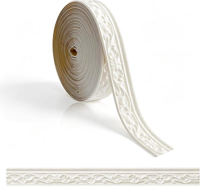 Solidchoice - Zelfklevende Wandrand, Wit, 10m x 8cm x 5mm