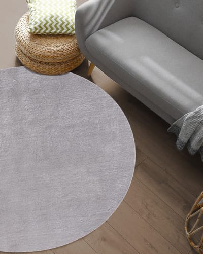 Karpet24 Loft – Luxe, Fluweelzacht Effen Vloerkleed in Grijs, Modern & Stijlvol-Ø 120 cm rond