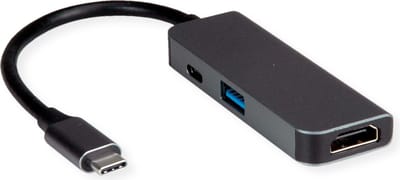 Value Laptop, Monitor Adapter [1x USB-C - 3x HDMI-bus, USB 3.2 Gen 1 bus A (USB 3.0), USB-C] 0.12 m