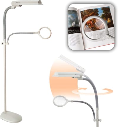 Vloerlamp met Verstelbare Arm en Vergrootglas voor Lezen en Hobby's