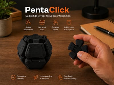Skushy 2x PentaClick Zwart – Premium Focus Fidget voor Bureau & Onderweg – Compact Desk Gadget – Klikbare Hand Fidget – Modern Pocket Design