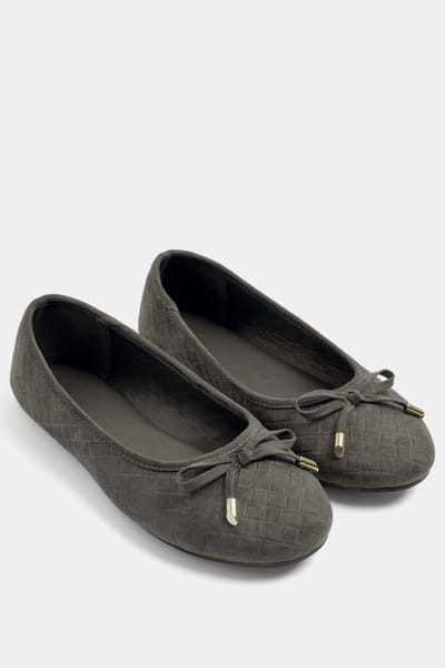 Yours Grijze Geweven Ballerina Pumps In Brede Epasvormsize 37E