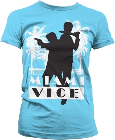 Miami Vice Silhuettes Girly T-shirt dames, hemelsblauw