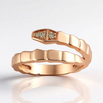 Cavill - Zilveren ring met 0,031 ct Argyle-Rose de France diamanten - 925 Sterling zilver rosé verguld - Modern slangen design