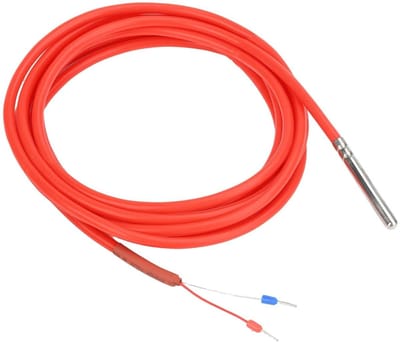 Temperatuursensor PT1000 - Digitale Sonde - Nauwkeurig Meten - Waterdichte Roestvrijstalen Behuizing - 2 meter kabel - Zilver