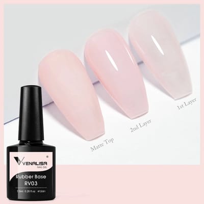 Venalisa Rubber Base UV Gellak Licht Nude - 7.5 ml - RV03 - Rubber Base Coat - Rubber Base Gel - Rubber Base Gellac - Venalisa Gellak - Gellak Nagellak