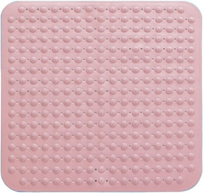 Douchemat - 48 x 48 cm (Vierkant) - Polyvinylchloride (PVC) - antislip - massage-douchemat - met zuignappen - Kleur : roze