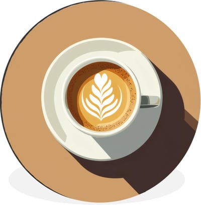 WallCircle - Wandcirkel - Muurcirkel - Cappuccino - Kop - Schotel - Minimalitisch - Aluminium - Dibond - 30x30 cm - Binnen en Buiten