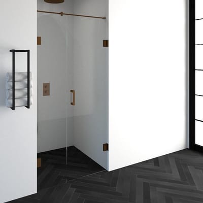 Brauer Void - Nisdeur - 2-Delig - Helder Glas - 100 x 200 cm - Omkeerbaar - met Draaideur 60 cm - Aan Muur - incl. Glascoating - PVD Koper