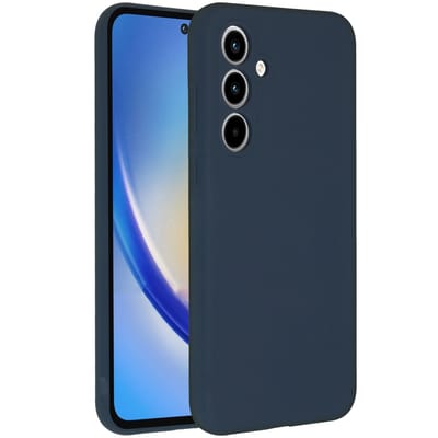 Accezz Hoesje - Geschikt voor Samsung Galaxy A35 - Liquid Silicone Backcover - Donkerblauw