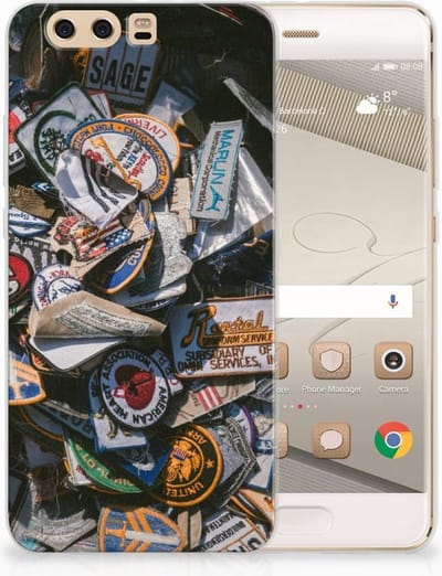 Huawei P10 Plus Siliconen Hoesje met foto Badges