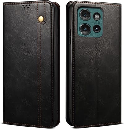 Coverup Hoesje - Geschikt voor Motorola Edge 50 Neo Hoesje - Coverup Premium Classic Book Case - Zwart