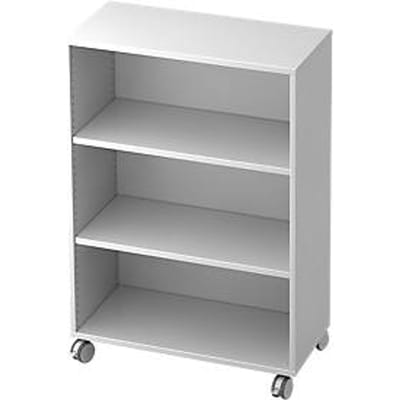 TOPAS LINE verrijdbare boekenkast, spaanplaat, 3 OH, B 800 x D 400 x H 1172 mm, wit