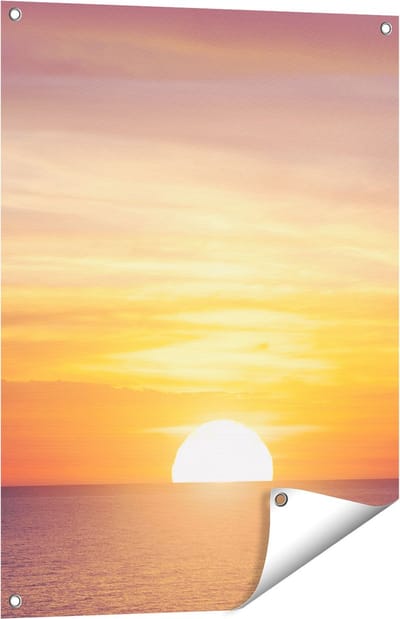 Gards Tuinposter Zonsondergang op de Zee - 60x80 cm - Tuindoek - Tuindecoratie - Wanddecoratie buiten - Tuinschilderij