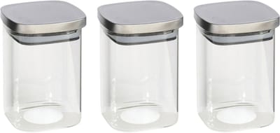 Gerim - Voedsel/etenswaren 3x voorraadpotten 1400ml glas en RVS deksel