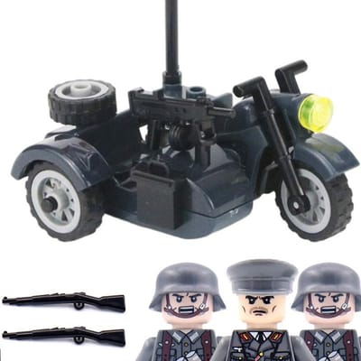 MOC WO2 Duitsland Militair Leger Motorfiets Bouwstenen Infanterie Soldaten Officier Voertuig Blokken Speelgoed Voor Kinderen
