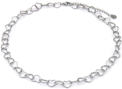 Ketting - RVS - hartjes - zilverkleurig - 40-45 cm