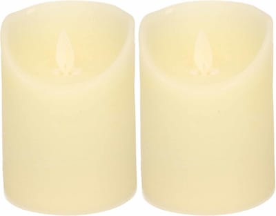 Anna's Collection Stompkaars - 2x - LED - ivoor wit - H10 cm - bewegende vlam - kaars