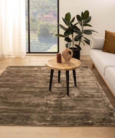 Viscose vloerkleed vierkant - Pearl bruin 100x100