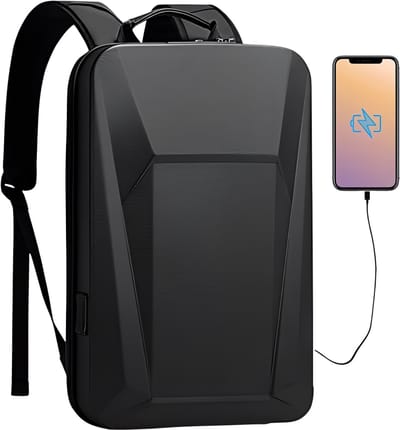 CarryQuest® - Shell Ontwerp Anti-dief TSA Lock Rugzak - Reistas Met USB Opladen - Waterdicht, Ergonomisch, Slimme Opbergruimte - 15.6 inch - Zwart