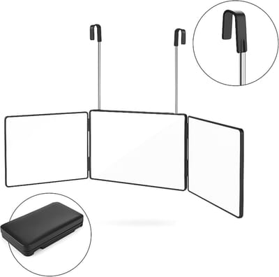 BOTC 360° Spiegel voor het knippen en stylen van haar - Verstelbare spiegel - Draagbaar Make-up spiegels - HD-glas - Zwart