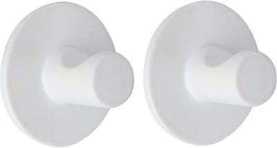 Tendance Plakhaakje rond - 2x stuks - Diameter 4 cm - Zelfklevende ophang haakjes - zink - wit - keuken/badkamer haken